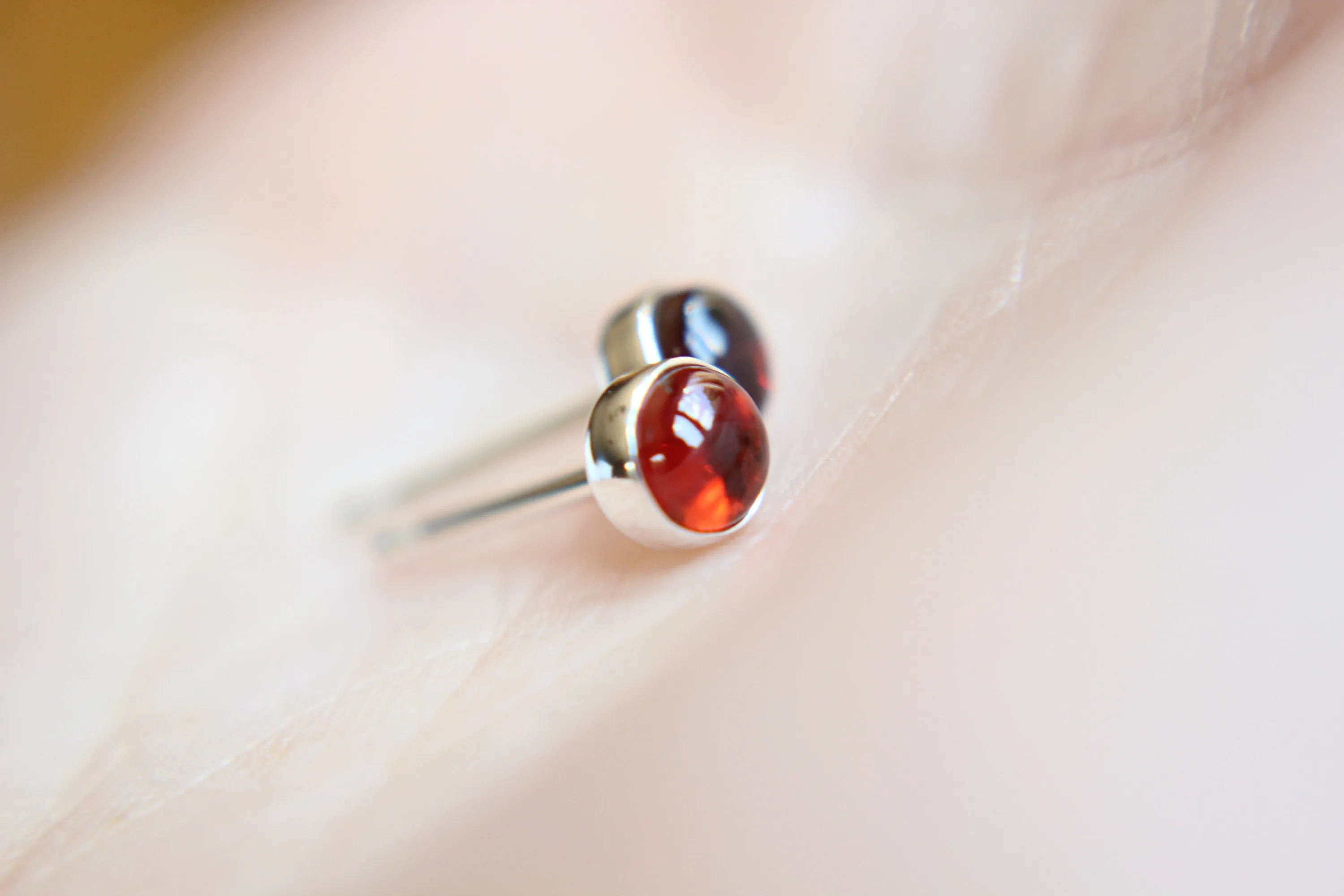 Garnet Earrings, Gemstone Earrings, Sterling Earrings, Post Earrings, Red Post Earrings, Small Earrings, Minimalist Earrings, Gift