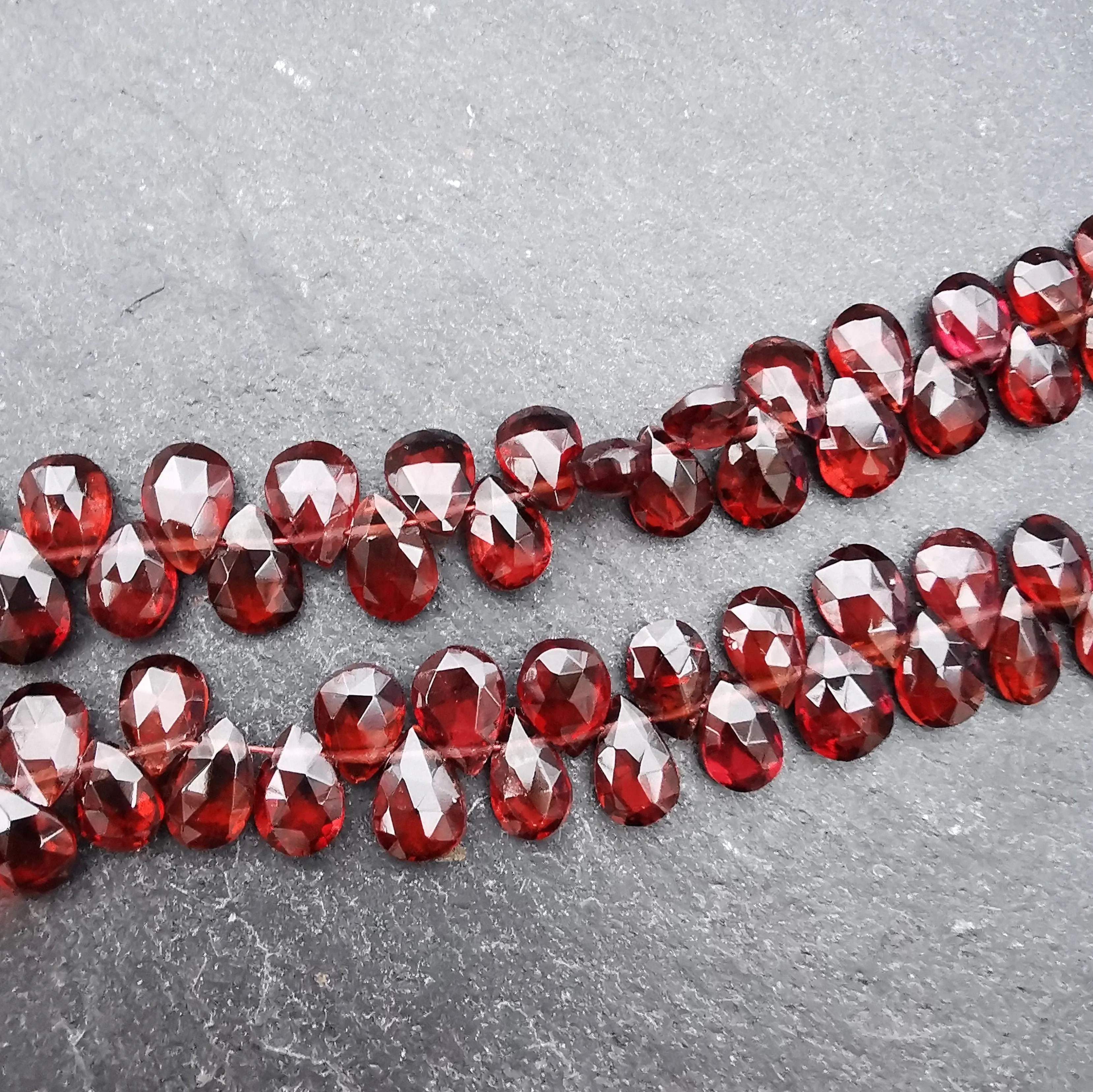 Garnet Faceted Pear Briolette Beads AA Grade (Set of 5)