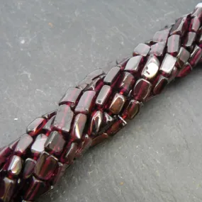 Garnet Plain Rectangle Beads 15" Strand