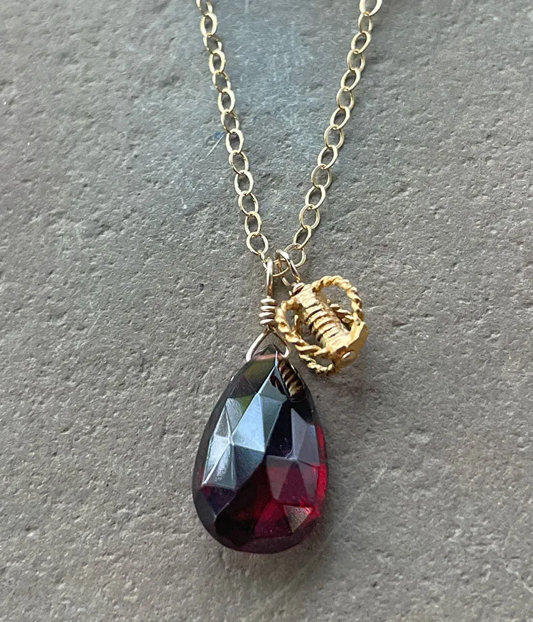 Garnet Sidecar Necklace