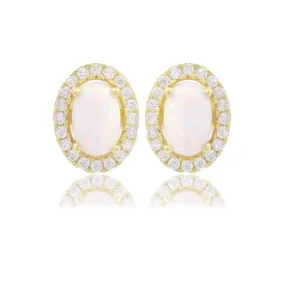 Georgini Opal Glow Blackwattle White Opal Earrings - Gold