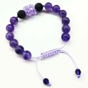 Glamorous Amethyst Gemstone Lava Rock Bracelet