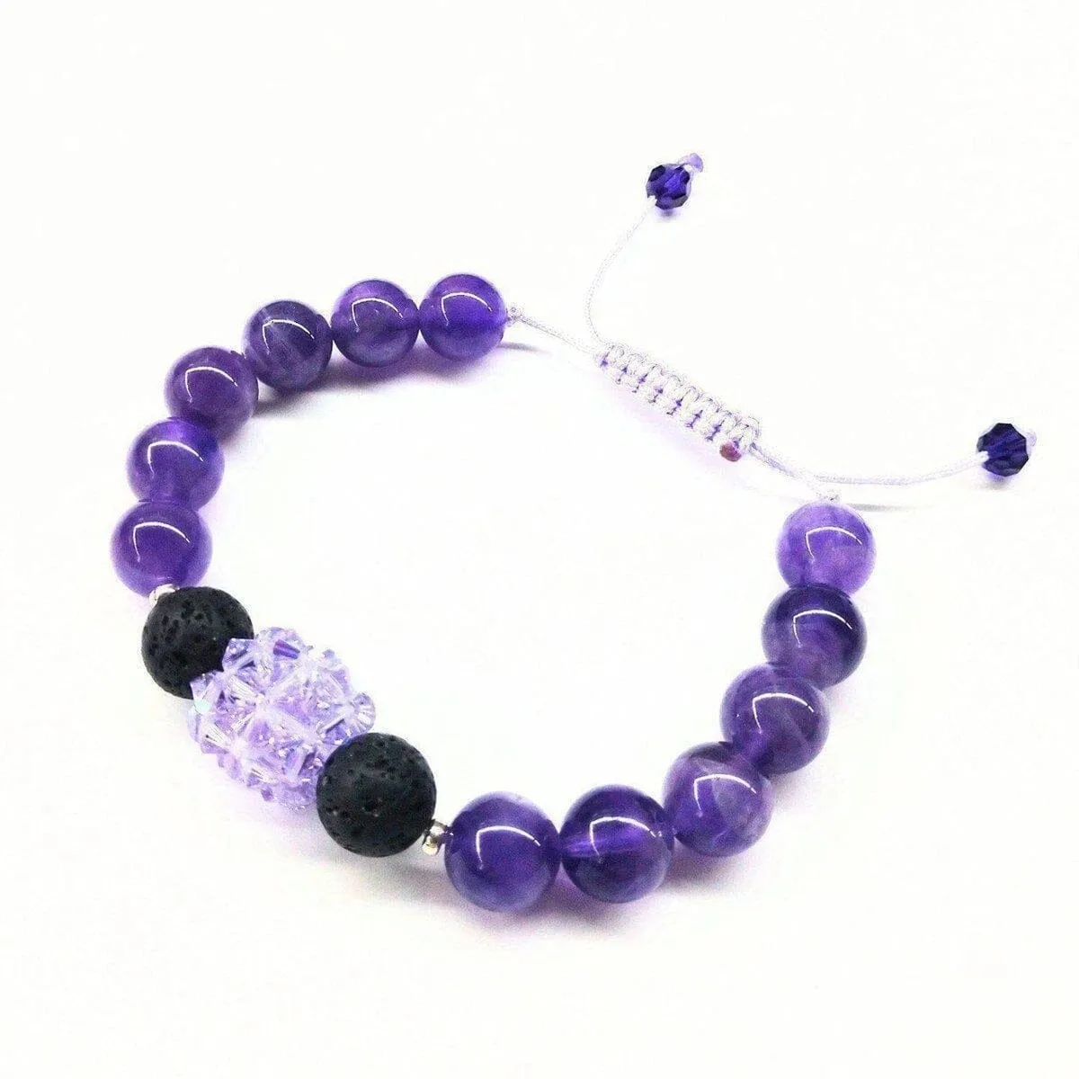 Glamorous Amethyst Gemstone Lava Rock Bracelet