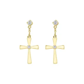 Gold Cluster Cross Diamond Earrings