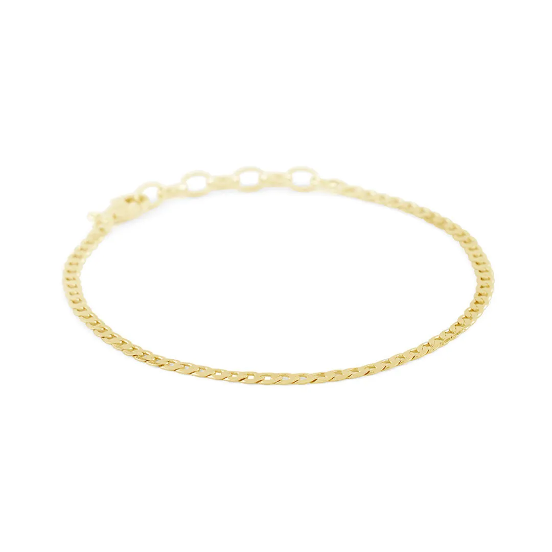 Gold Flat Cuban Chain Bracelet