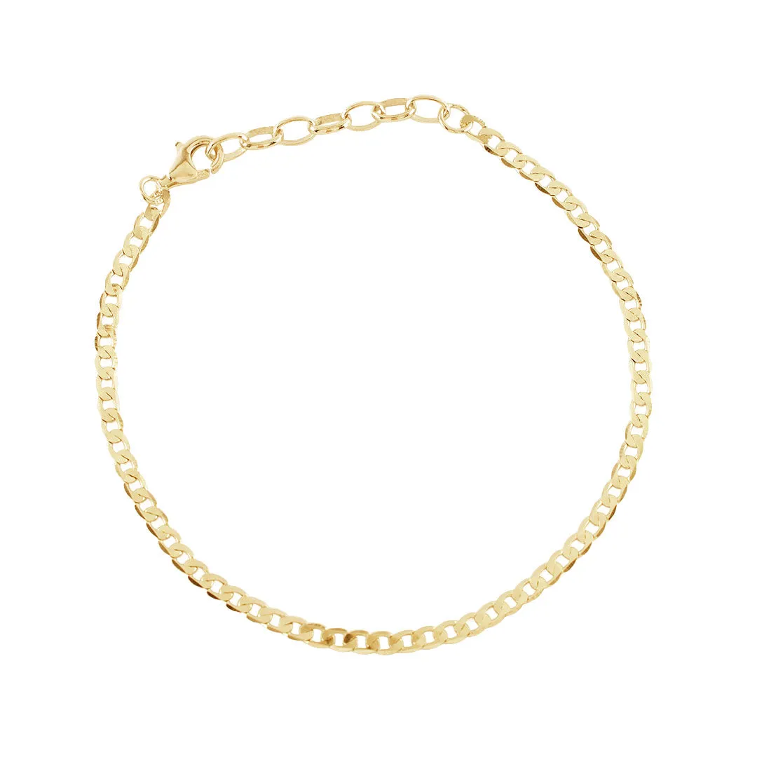 Gold Flat Cuban Chain Bracelet