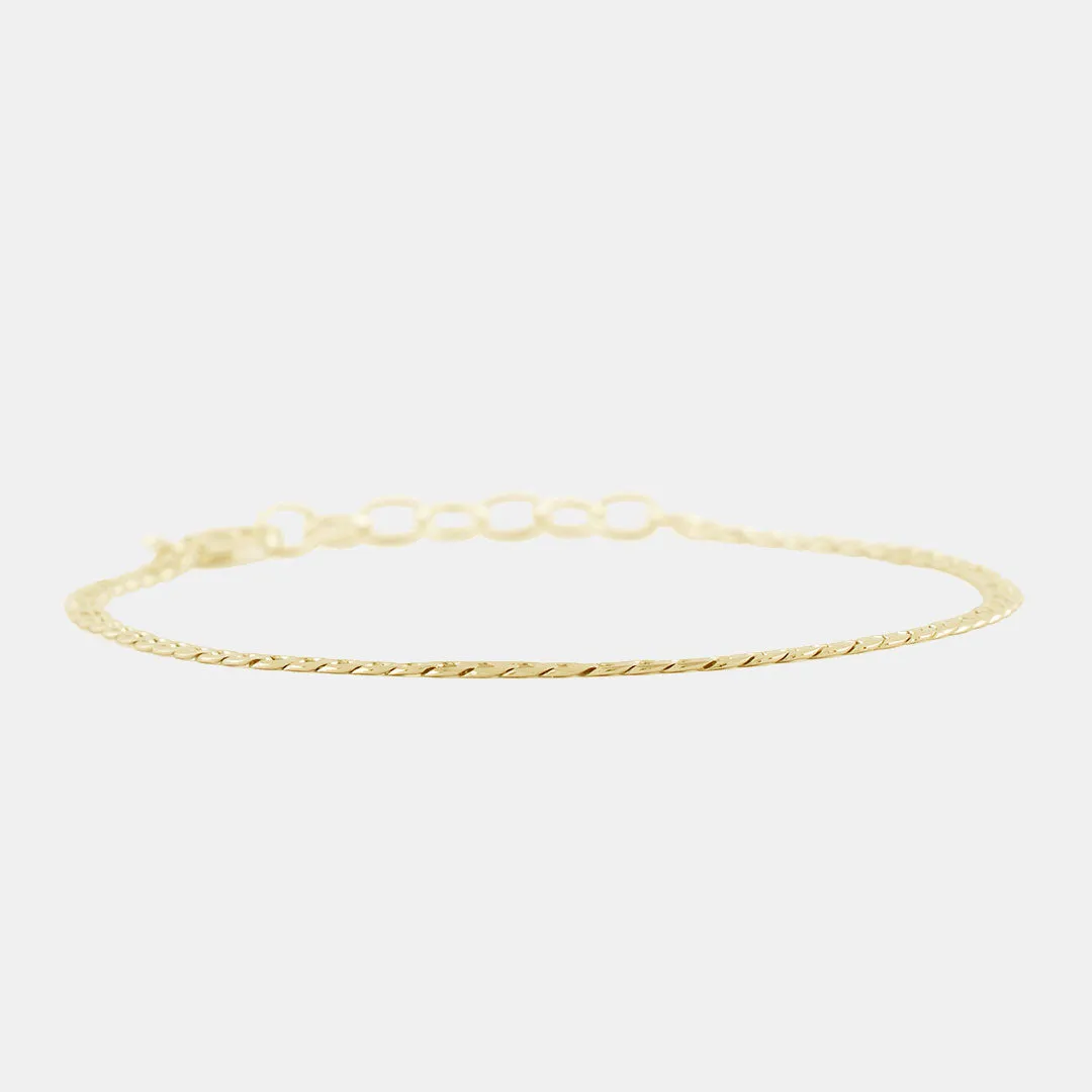 Gold Flat Cuban Chain Bracelet