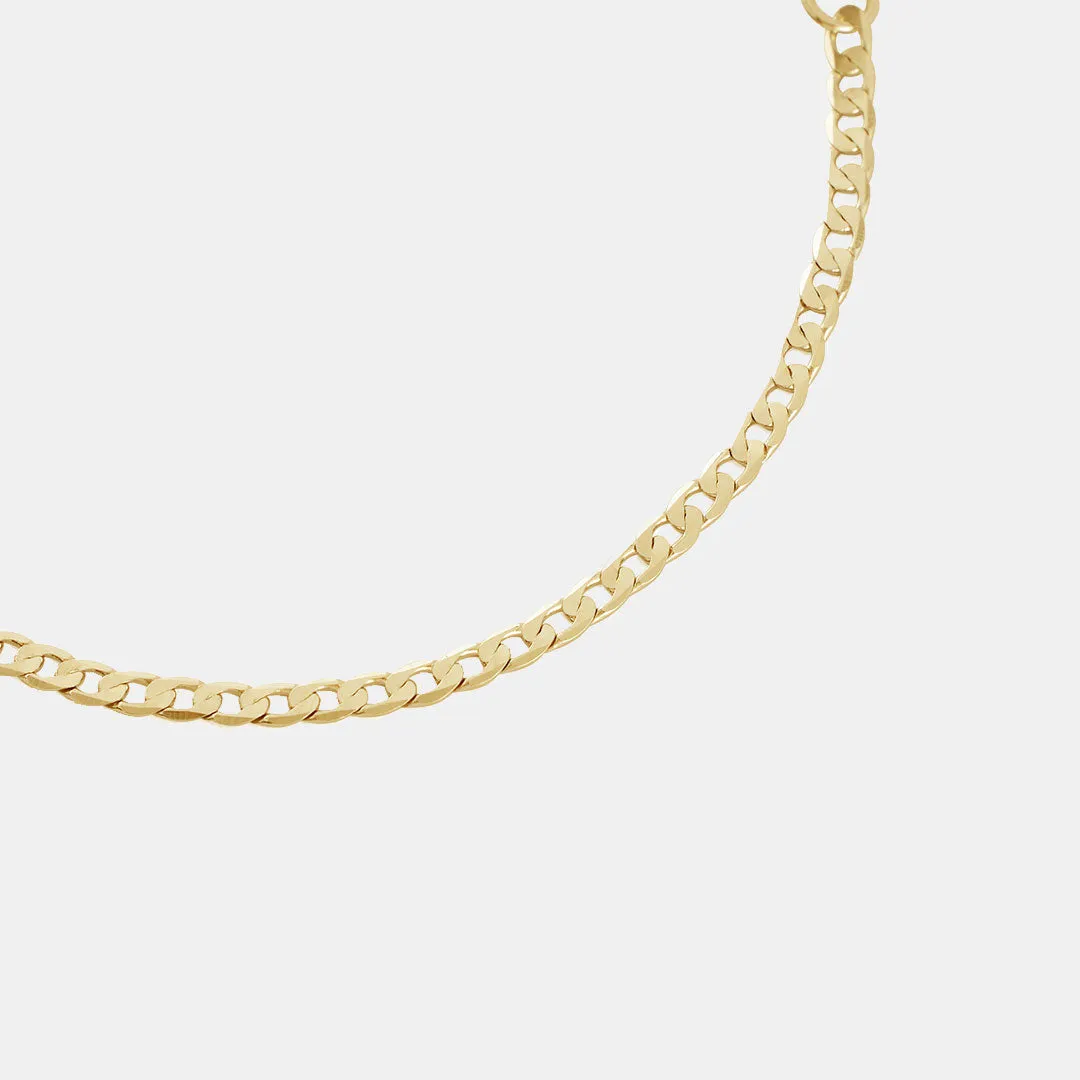 Gold Flat Cuban Chain Bracelet