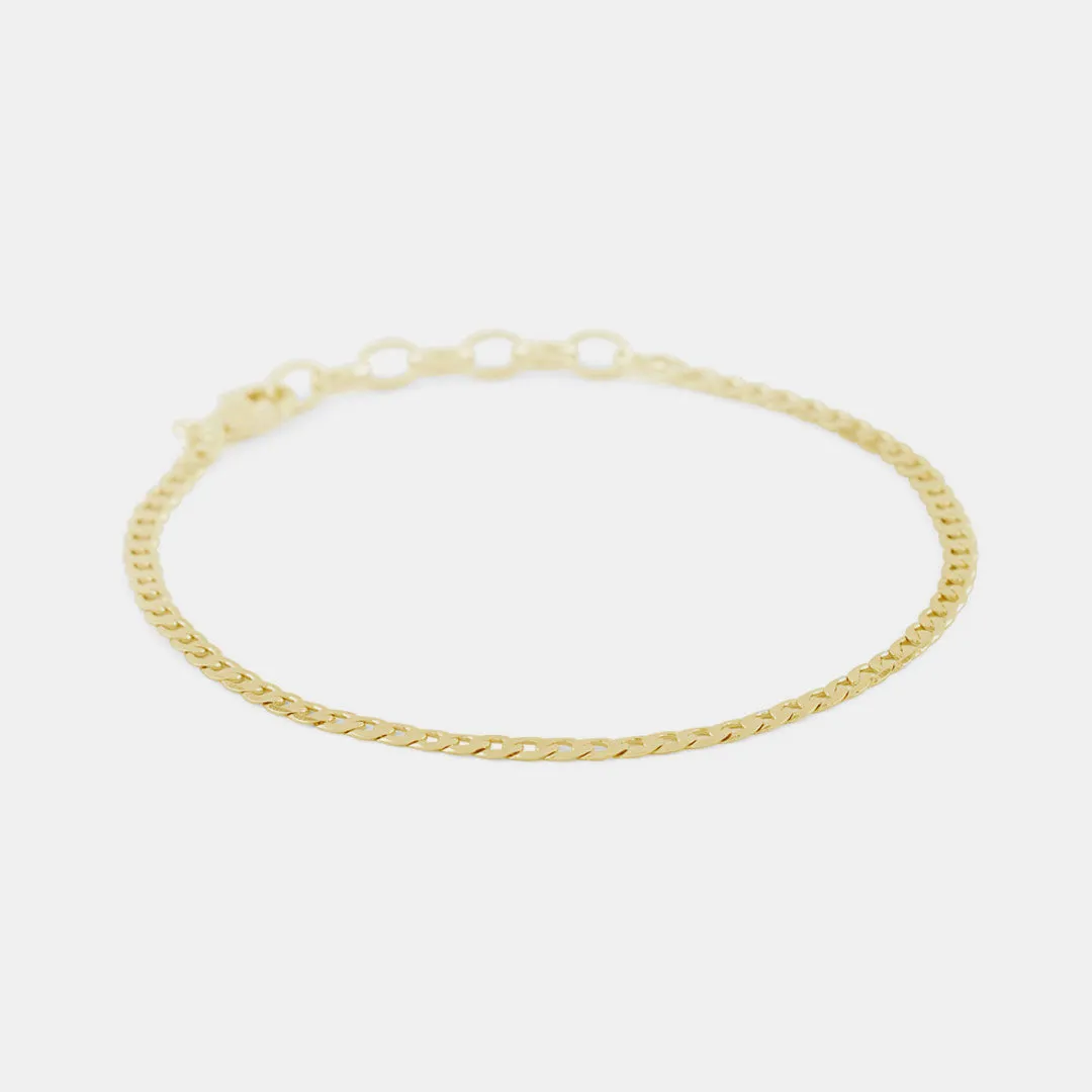 Gold Flat Cuban Chain Bracelet