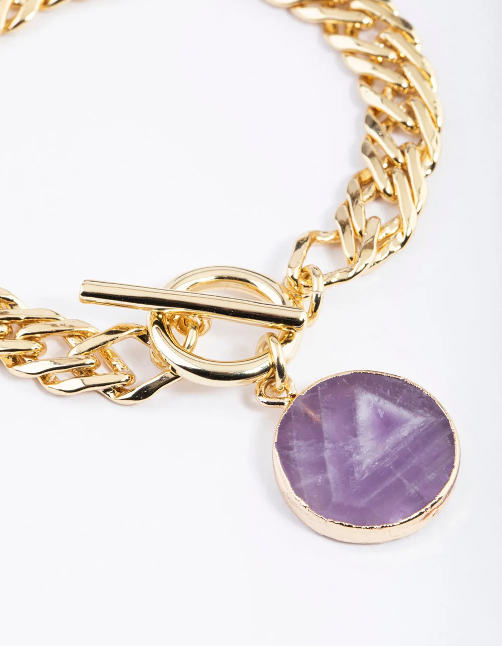 Gold Plated Amethyst Circle Chain T&O Bracelet