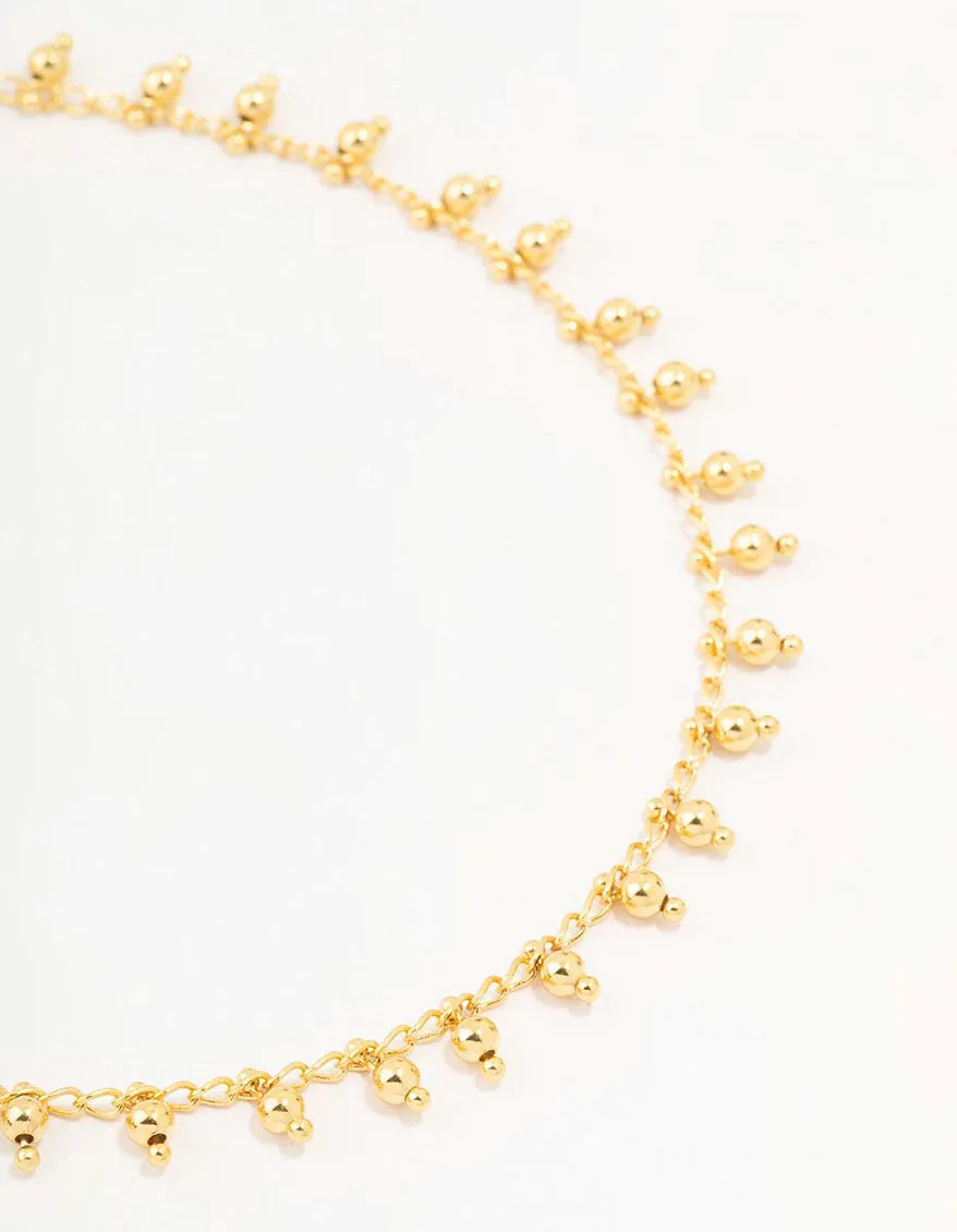 Gold Plated Bohemian Ball Drop Anklet