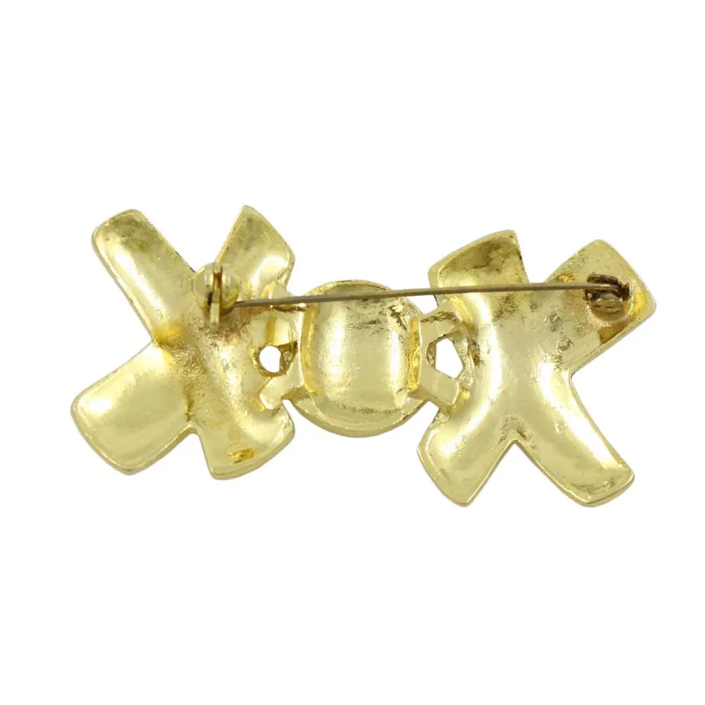 Gold-plated XOX Hugs and Kisses Brooch Pin - PF527