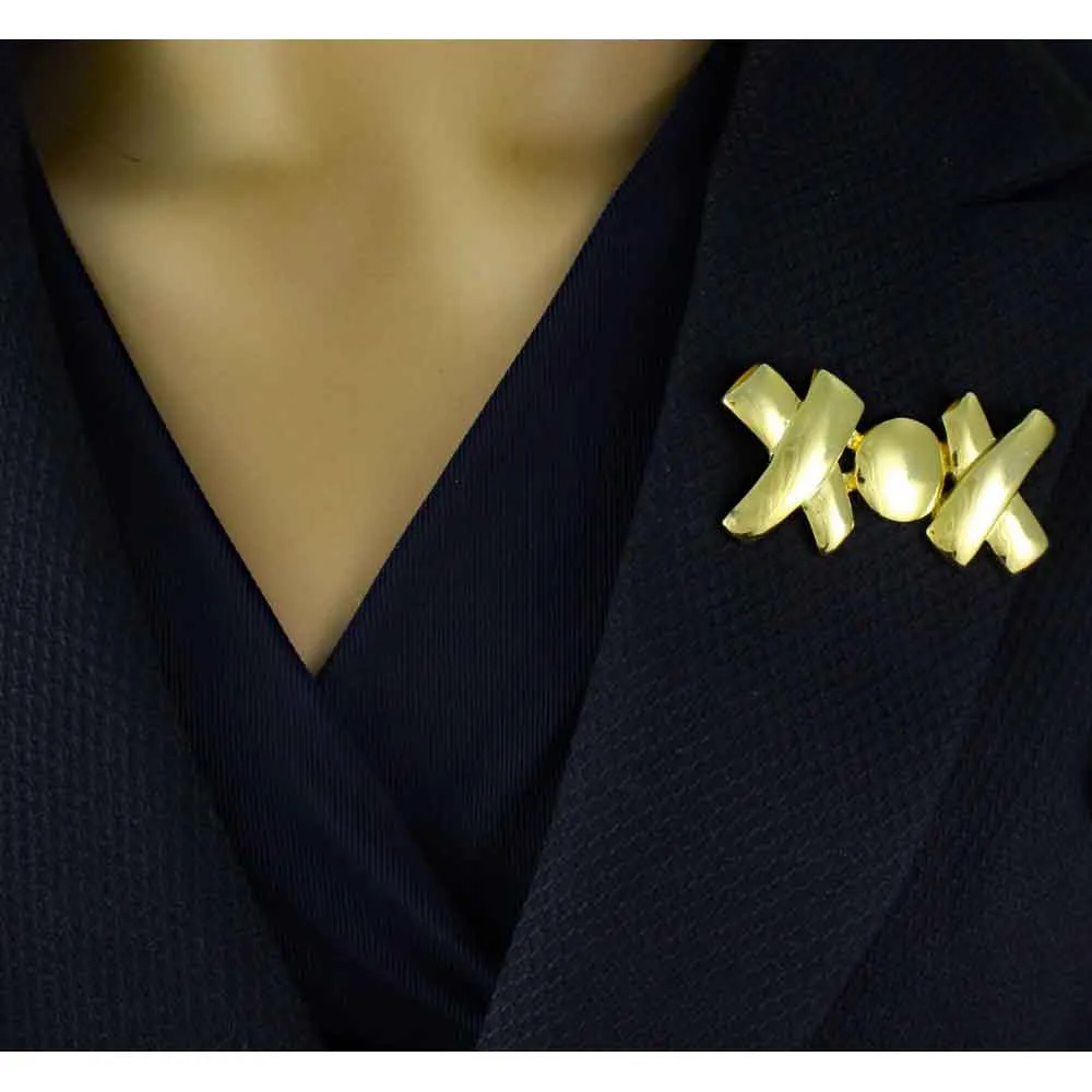 Gold-plated XOX Hugs and Kisses Brooch Pin - PF527