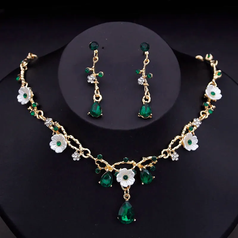 Gorgeous Crystal Luxury Flower Choker Necklace Earring Fashion Sets