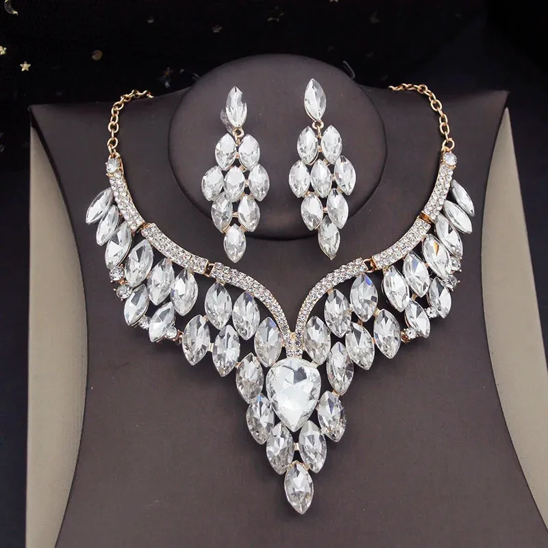 Gorgeous Crystal Wedding Choker Necklace Sets for Women Jewelry Costume Fashion