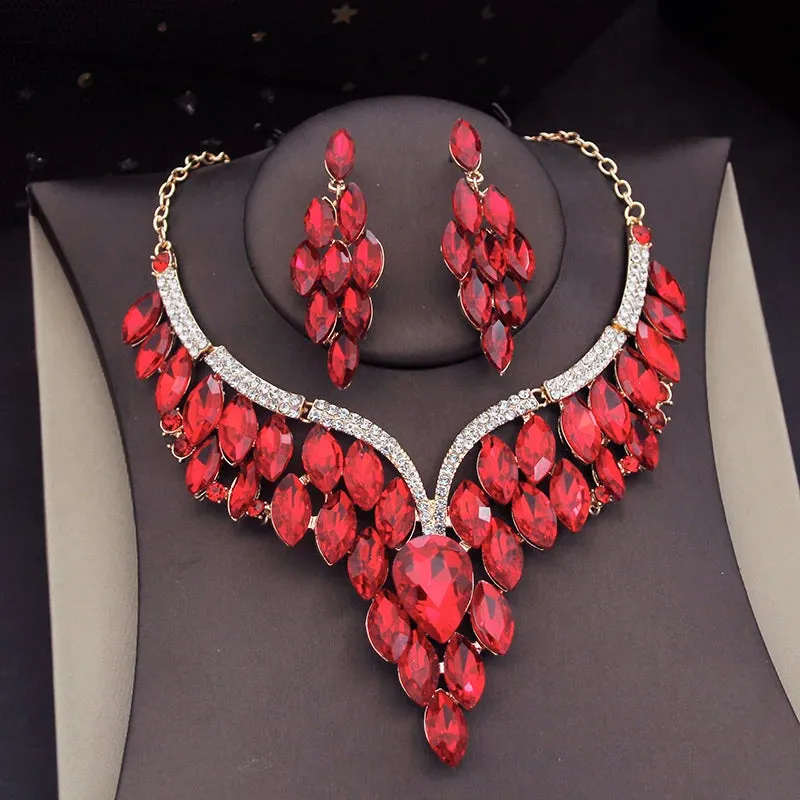 Gorgeous Crystal Wedding Choker Necklace Sets for Women Jewelry Costume Fashion