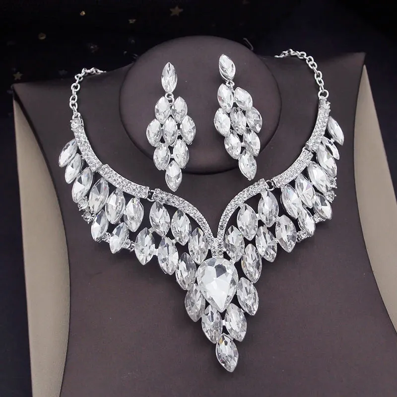 Gorgeous Crystal Wedding Choker Necklace Sets for Women Jewelry Costume Fashion