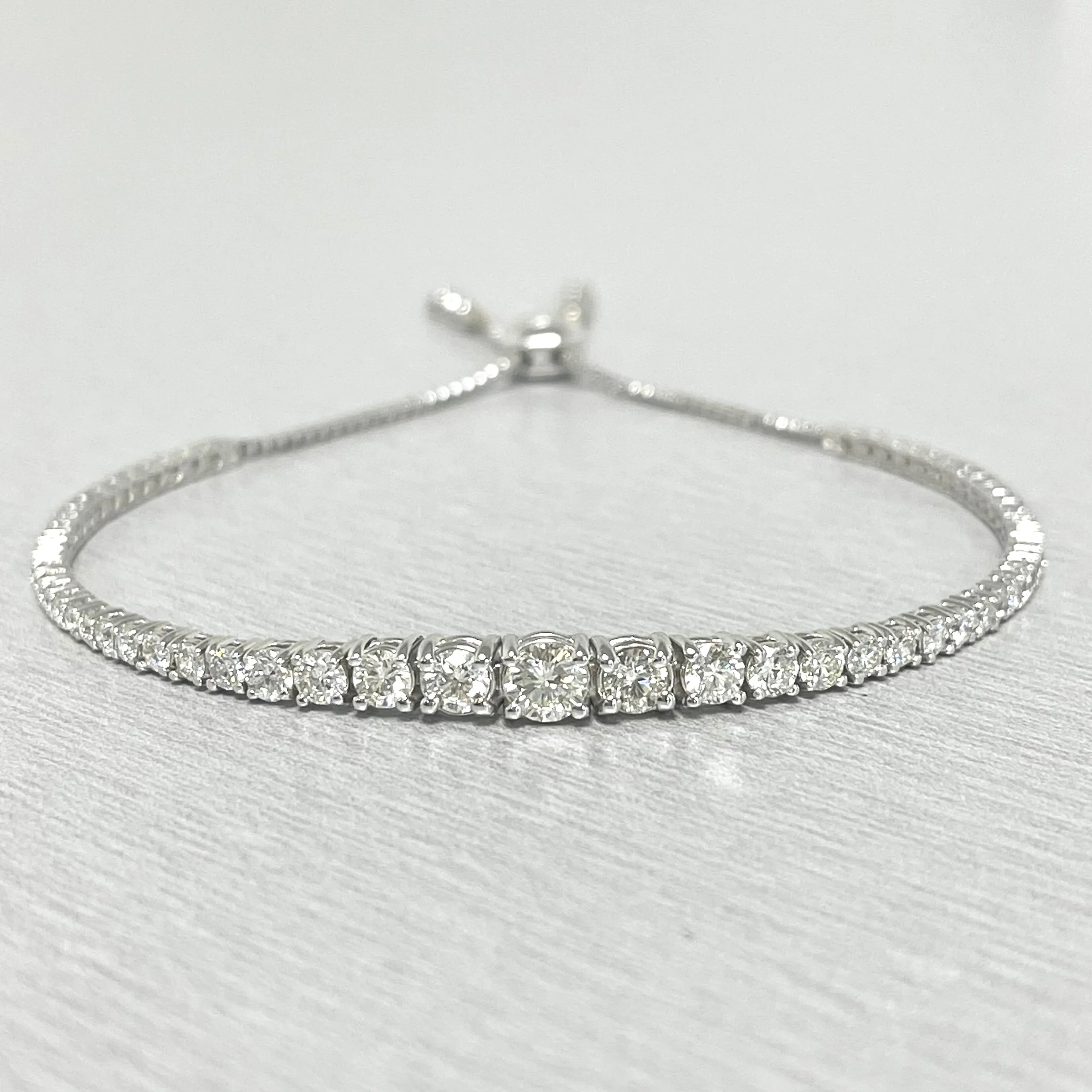 Graduated Bolo Diamond Tennis Bracelet (2.70 ct Diamonds) in White Gold