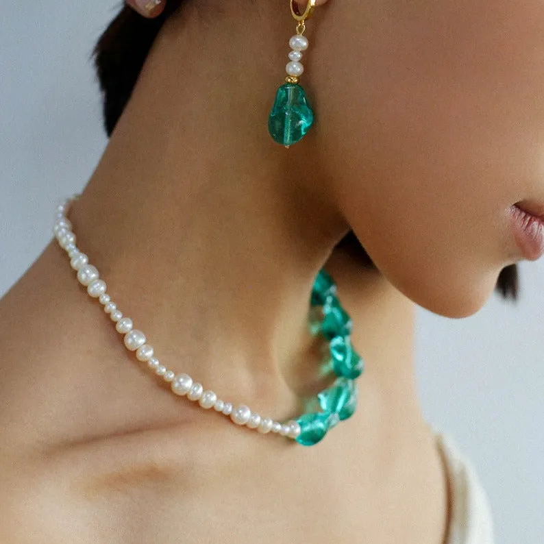 Green Baroque Glass Pearl Necklace