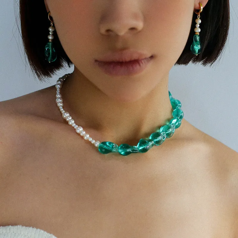 Green Baroque Glass Pearl Necklace