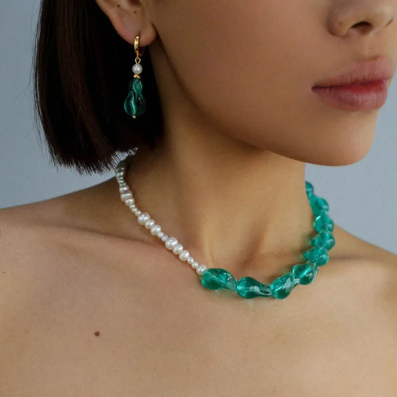 Green Baroque Glass Pearl Necklace