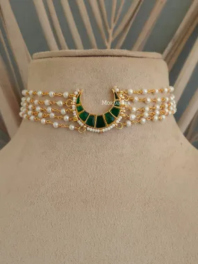 Green Color Gold Plated Jadau Kundan Necklace Set - MS1795GR