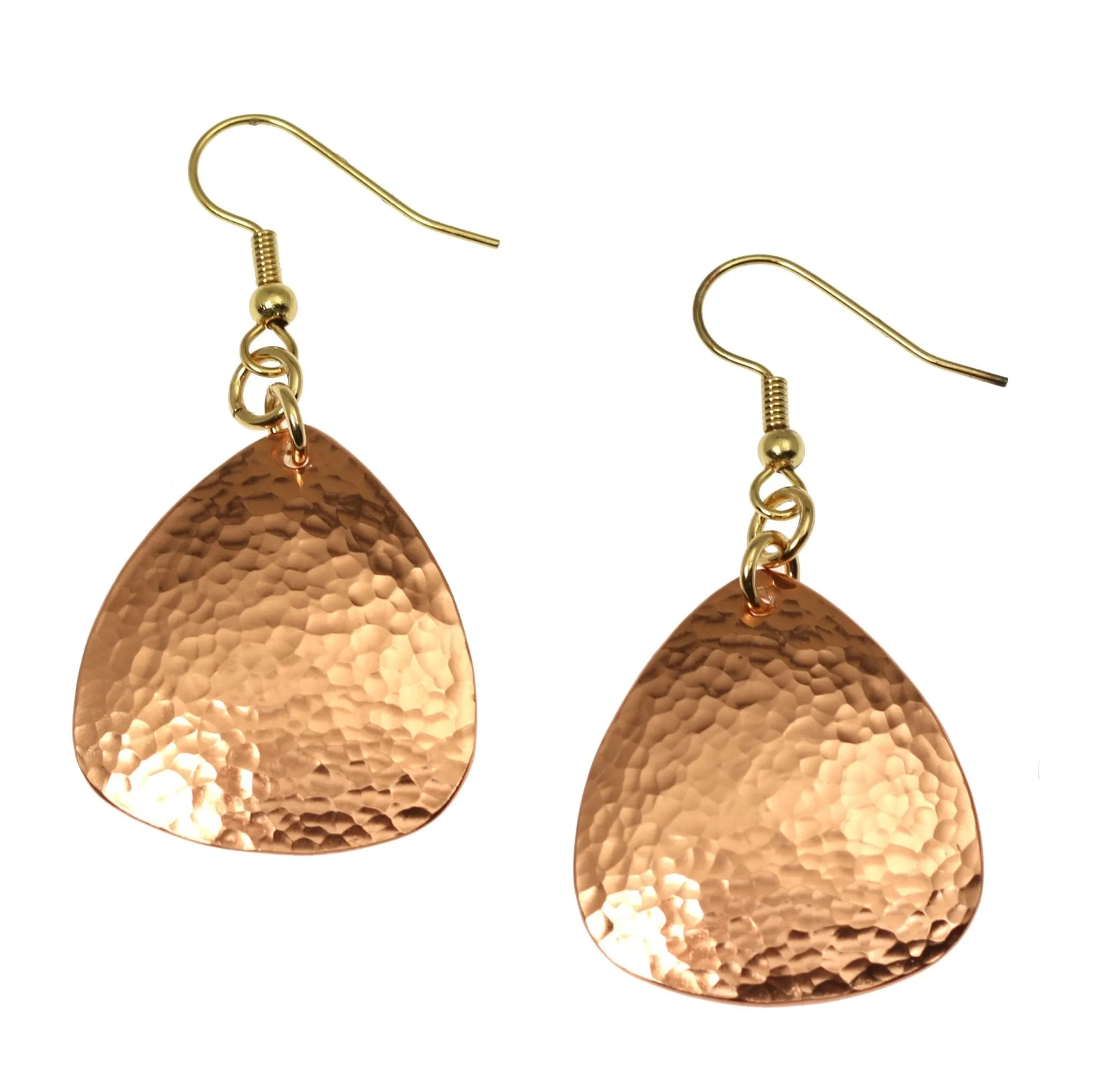 Hammered Copper Triangular Drop Earrings - Solid Copper Earrings