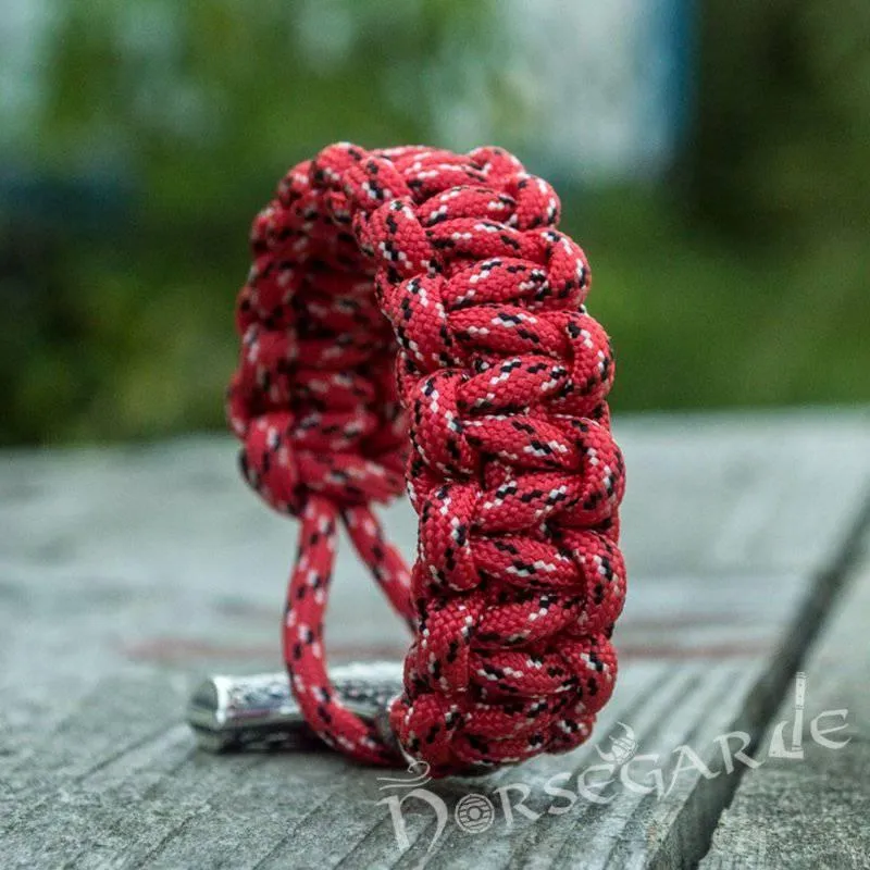 Handcrafted Flare Paracord Bracelet with Large Mjölnir - Sterling Silver