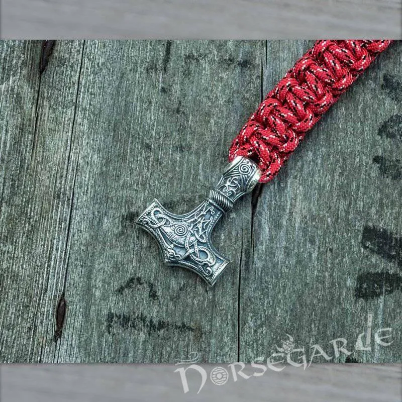 Handcrafted Flare Paracord Bracelet with Large Mjölnir - Sterling Silver