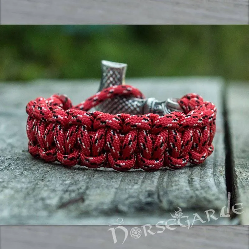 Handcrafted Flare Paracord Bracelet with Large Mjölnir - Sterling Silver