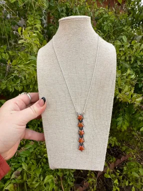 Handmade Orange Mojave & Sterling Silver Drop Necklace