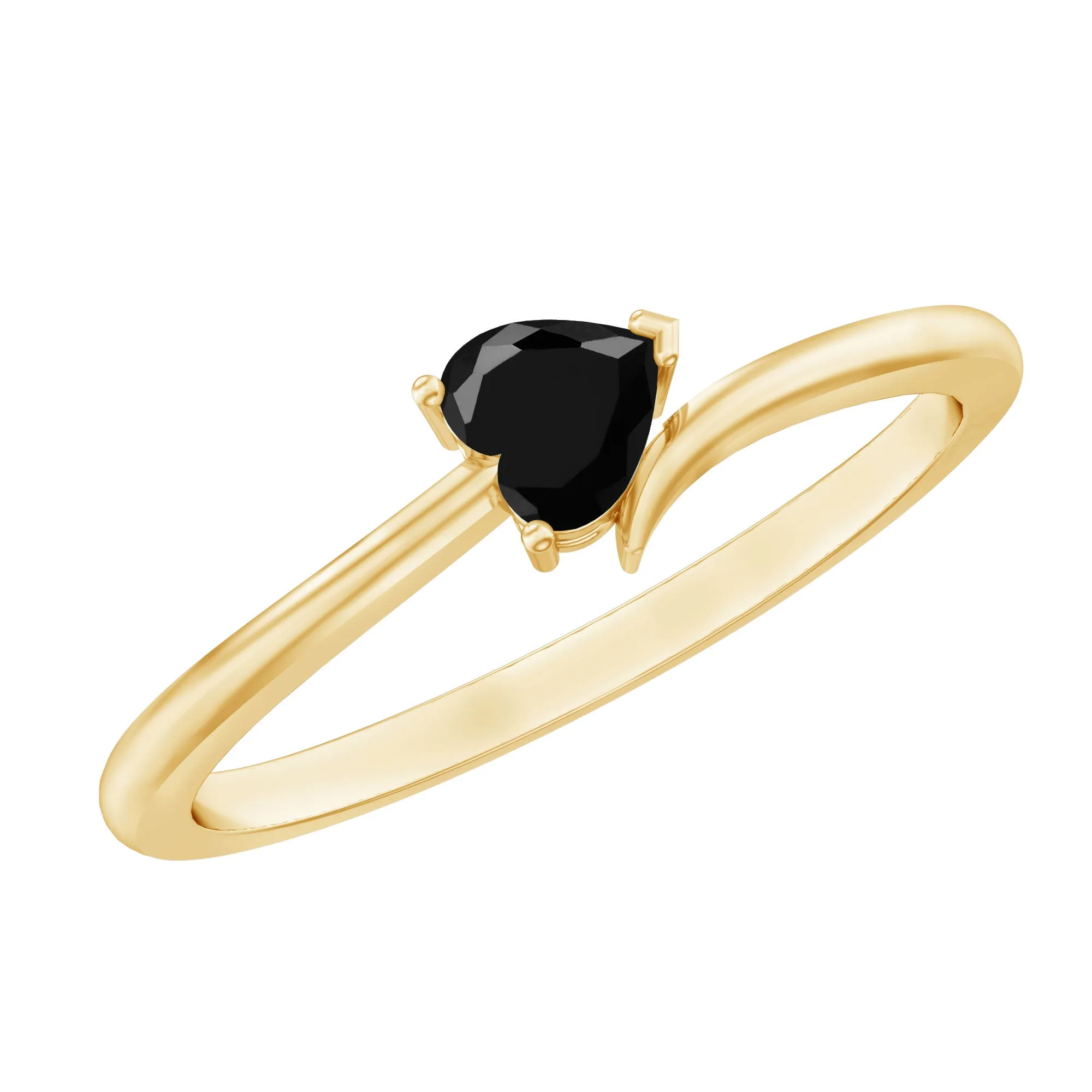 Heart Shape Black Spinel Solitaire Promise Ring