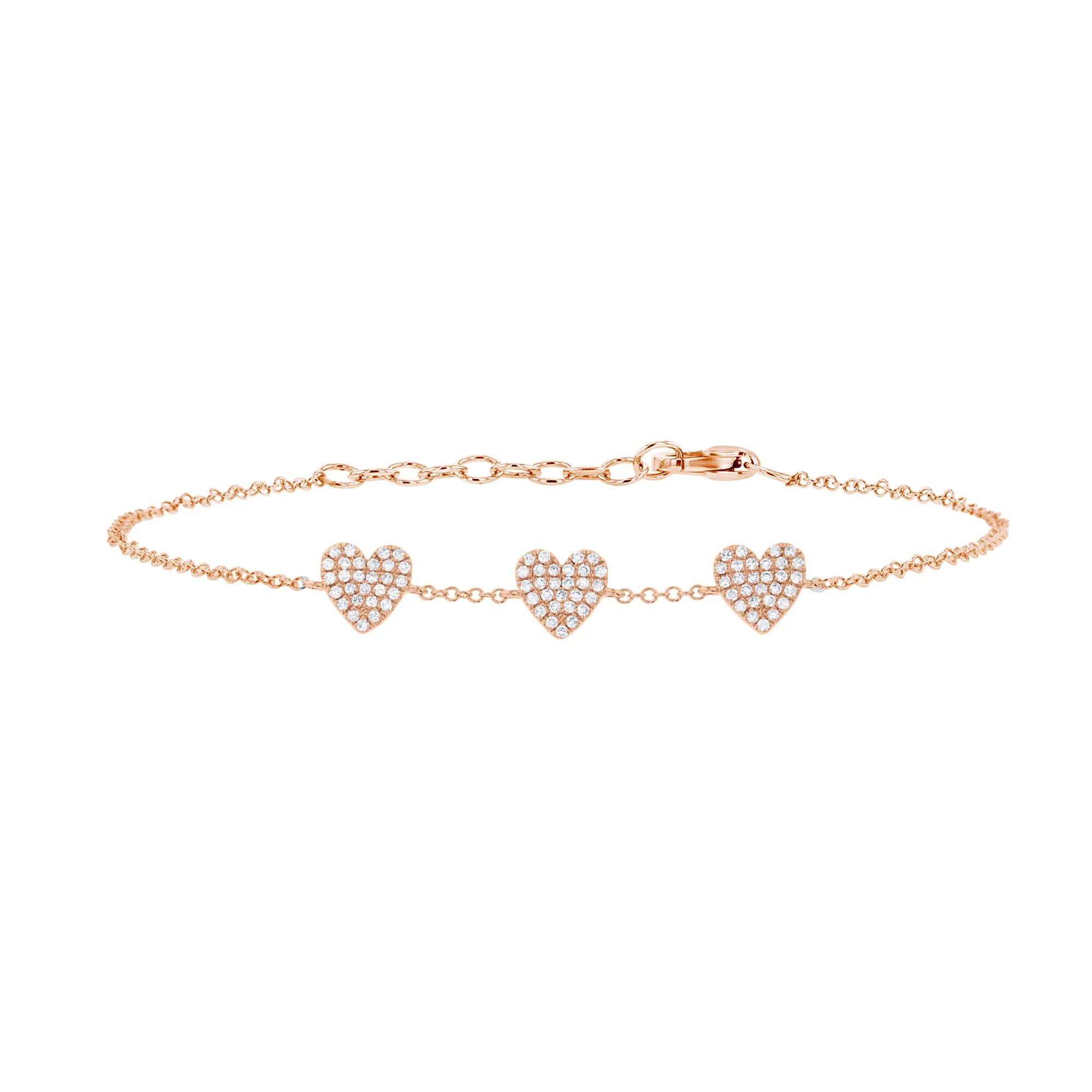 Hearts Trio Chain Diamond Bracelet