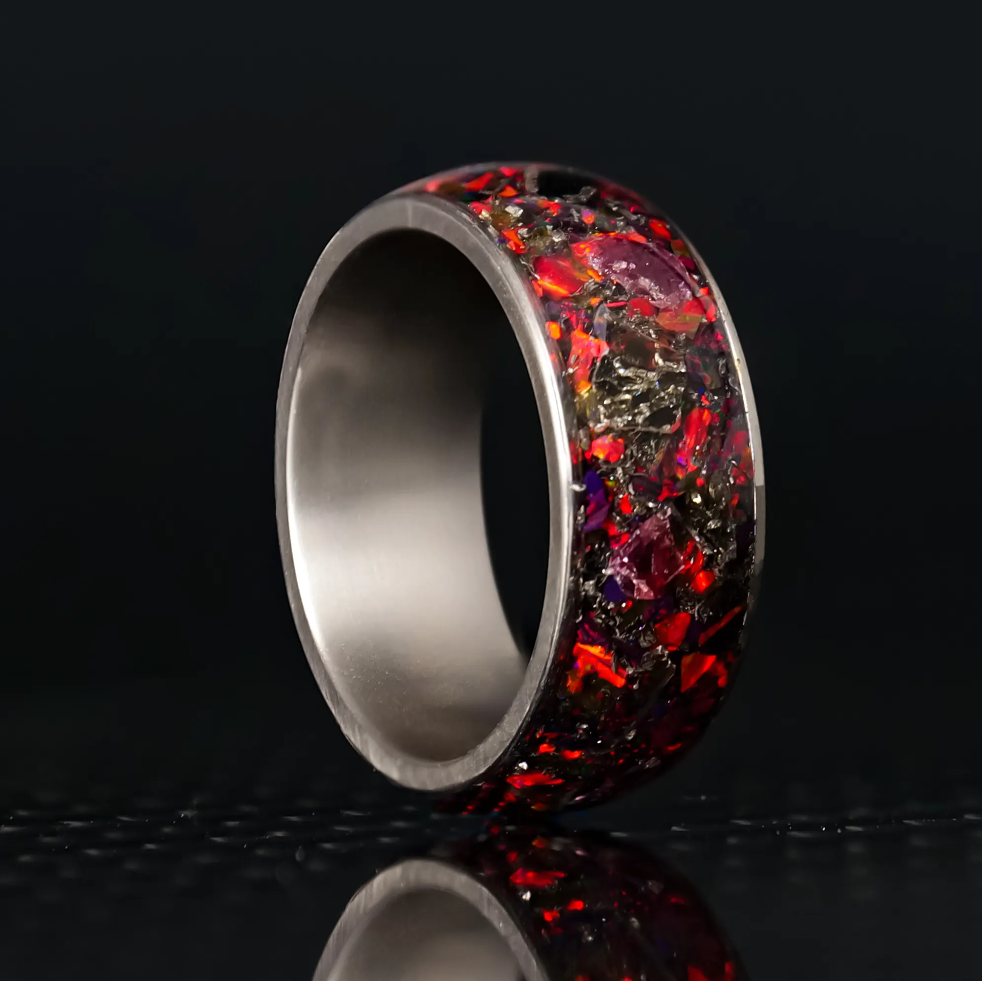 Hellfire Halo Glowstone Ring on Titanium