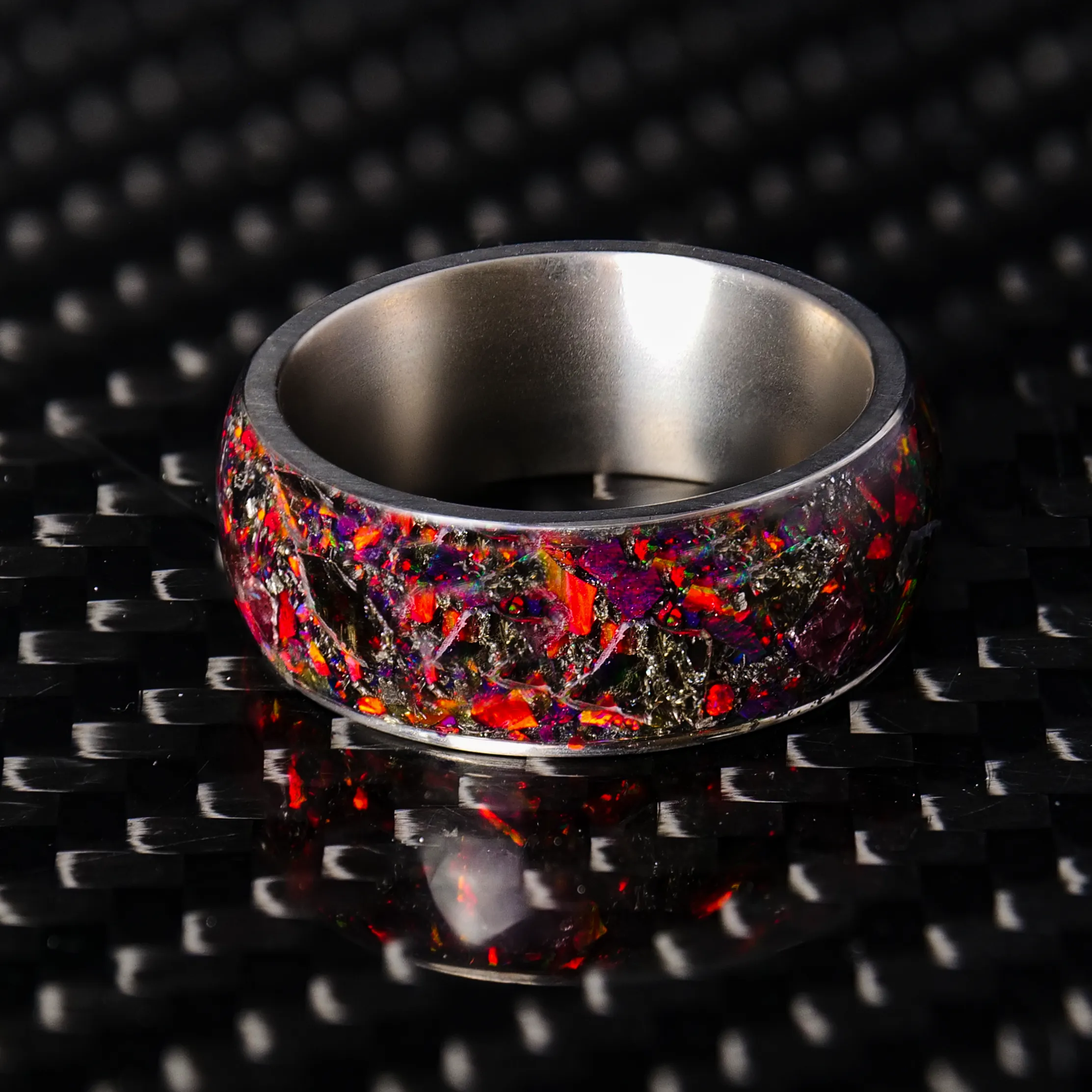 Hellfire Halo Glowstone Ring on Titanium