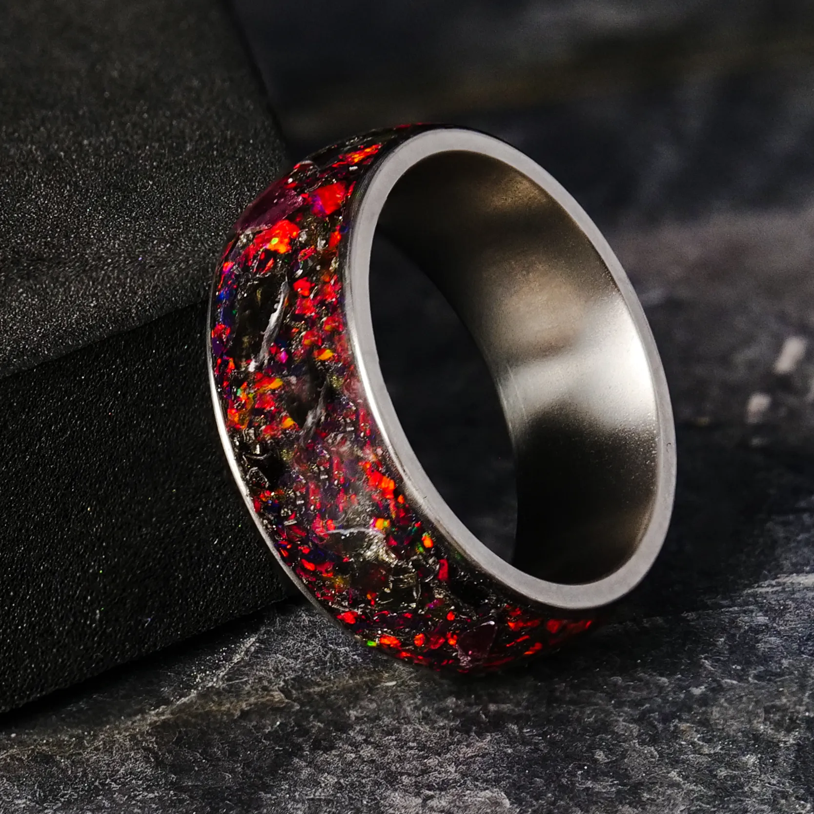 Hellfire Halo Glowstone Ring on Titanium