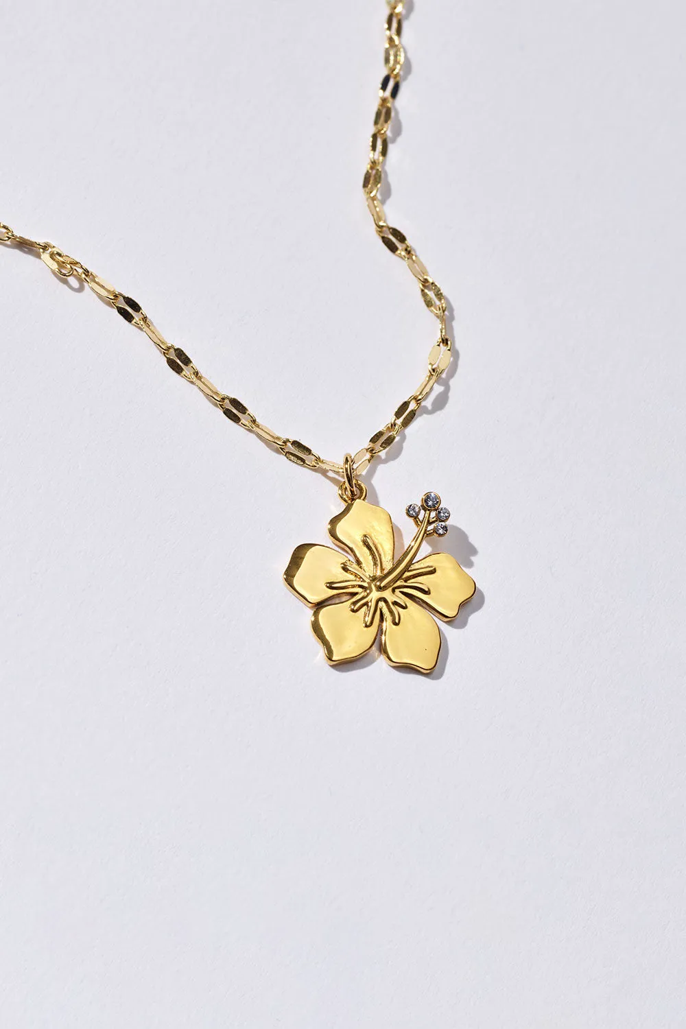 Hibiscus Charm Necklace - Gold