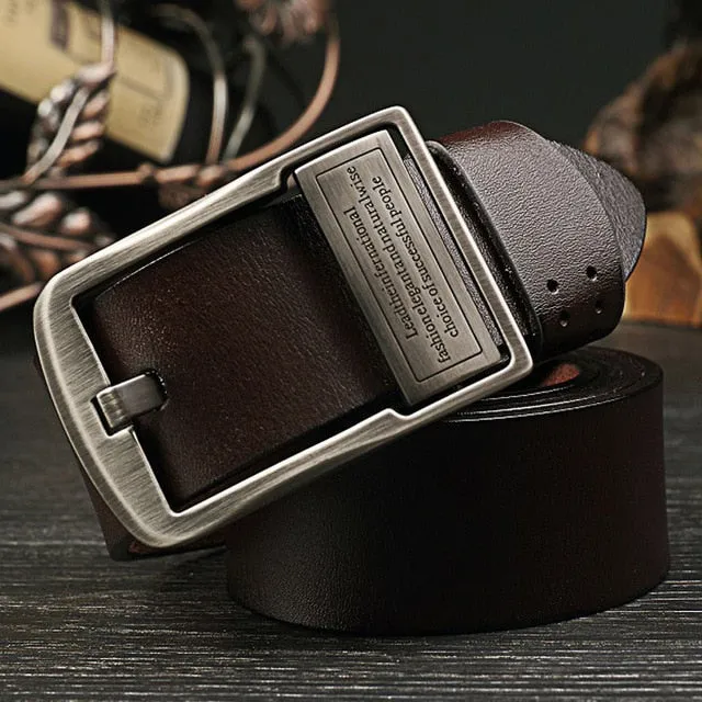 High Quality Genuine Leather Vintage Pin Buckle Belt