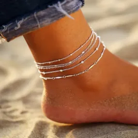 JC - Delysia King 5pcs Women’s Summer Anklet Set | Round Ball Beads Beach Fashion Handmade Foot Rings