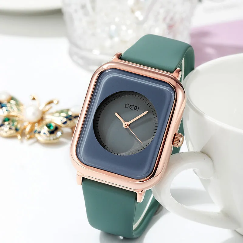 Jelly Color Simple Silicone Small Square Watch Student Quartz Waterproof Watch