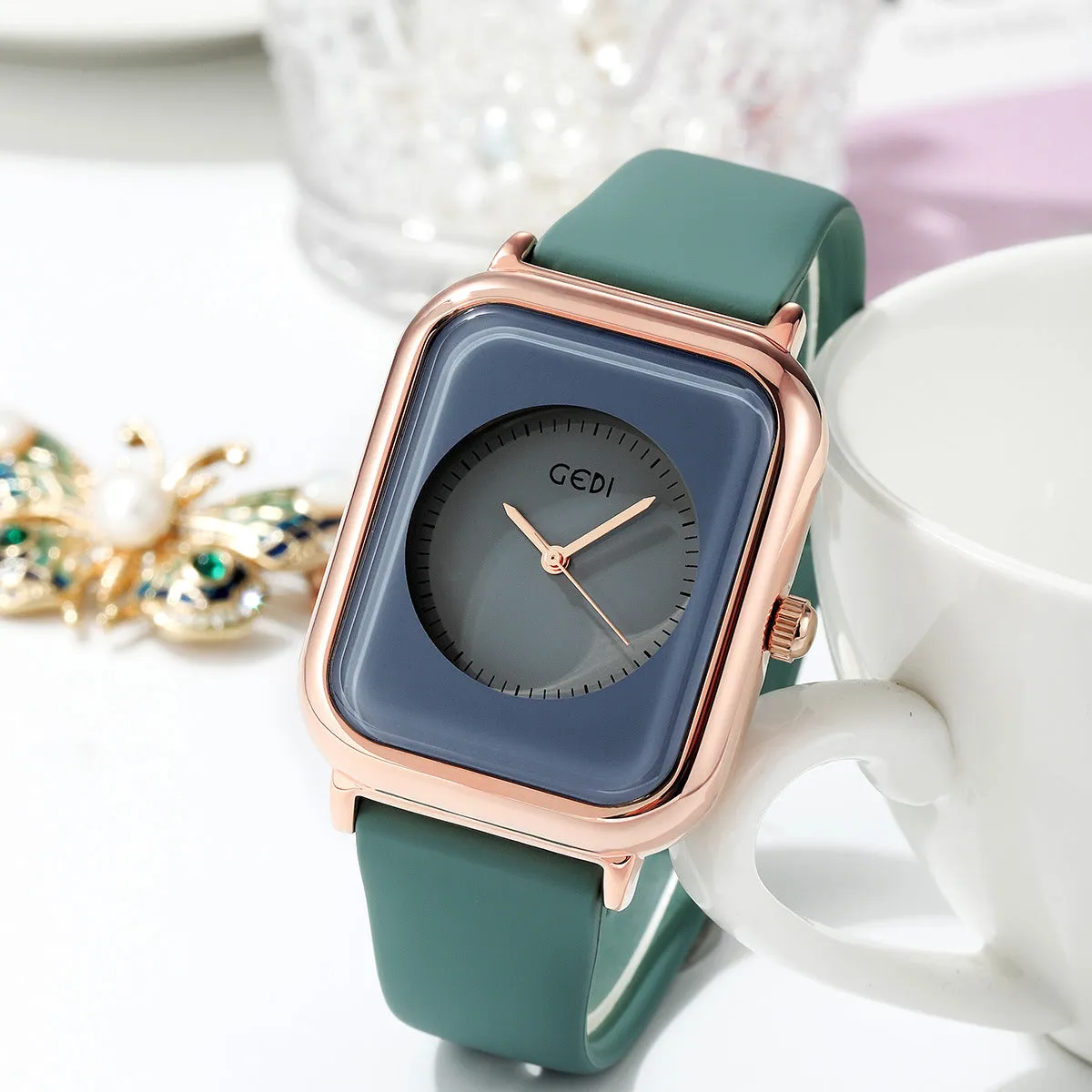 Jelly Color Simple Silicone Small Square Watch Student Quartz Waterproof Watch