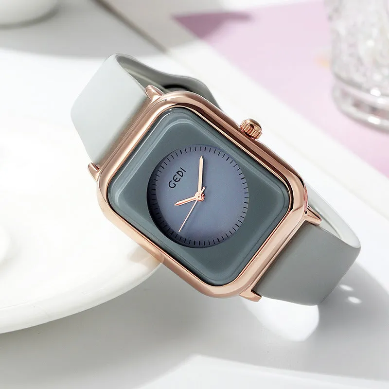 Jelly Color Simple Silicone Small Square Watch Student Quartz Waterproof Watch