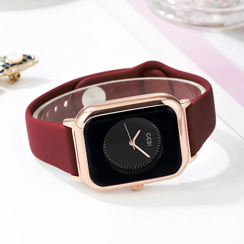 Jelly Color Simple Silicone Small Square Watch Student Quartz Waterproof Watch