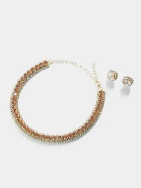 Jewelled Choker & Gem Earring Set