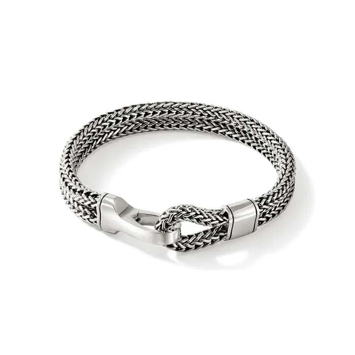 John Hardy Double Row Hook Clasp Bracelet in Sterling Silver