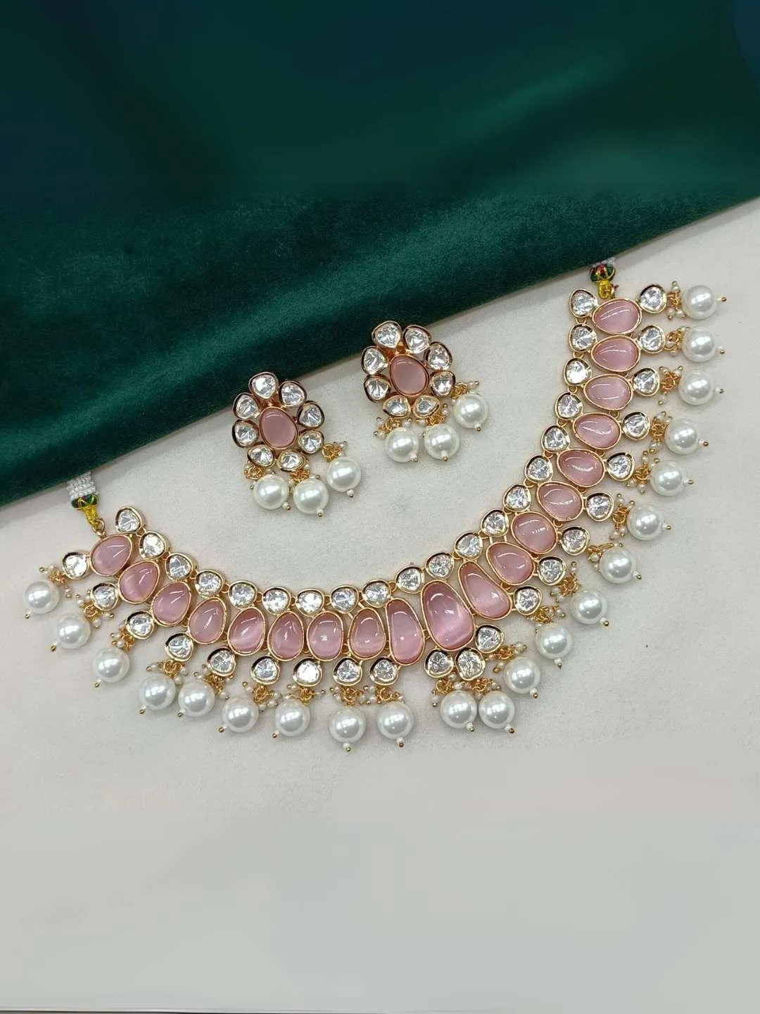 Kundan And Beads Studded Choker Necklace Set