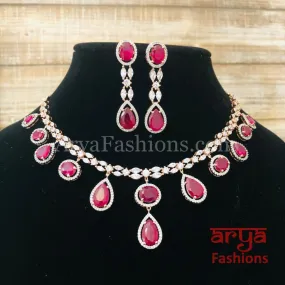 Kushal Emerald Ruby Designer Necklace with Long Earrings