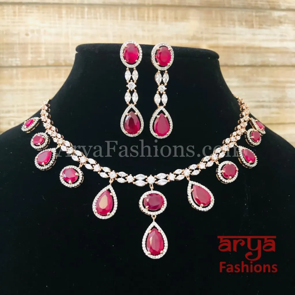 Kushal Emerald Ruby Designer Necklace with Long Earrings