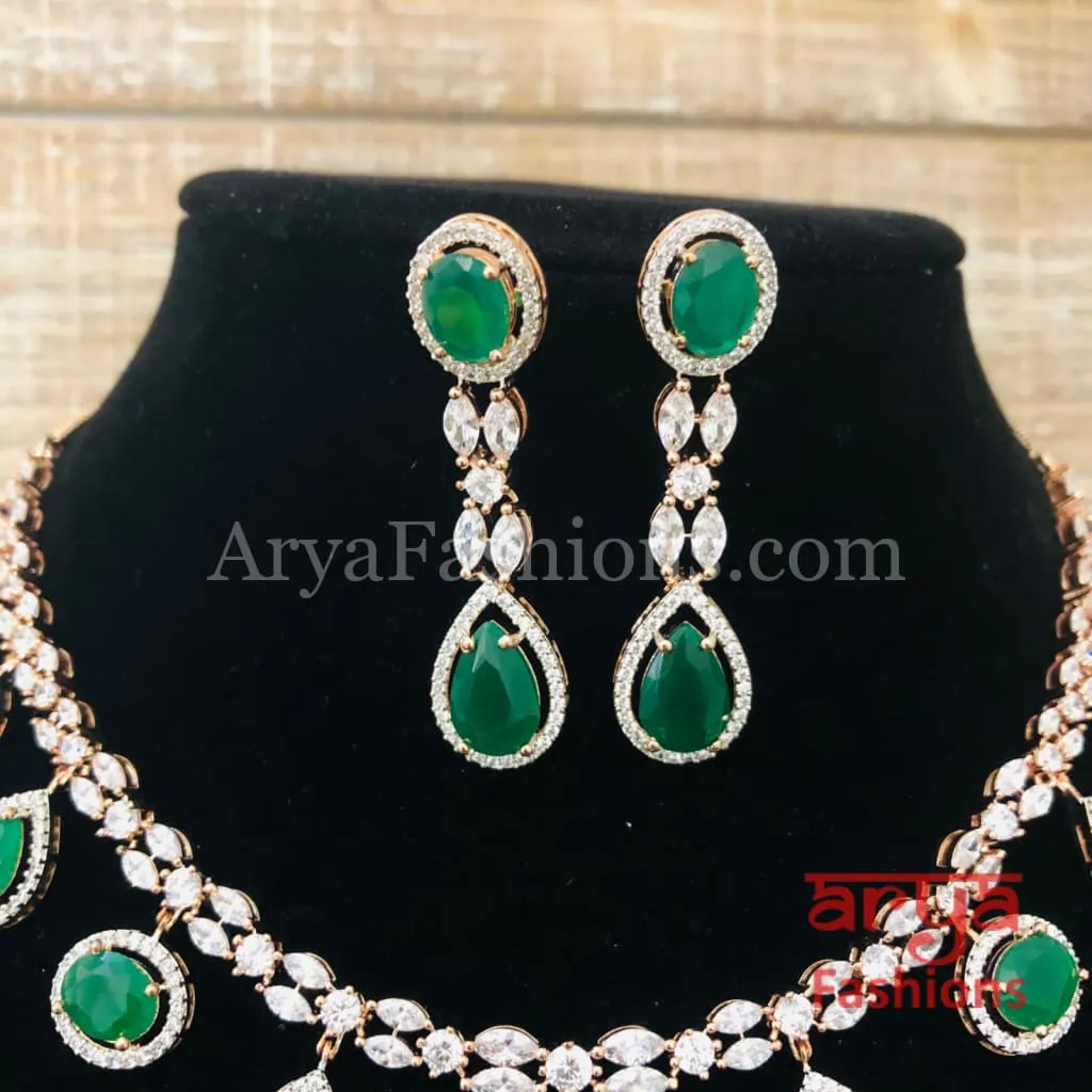 Kushal Emerald Ruby Designer Necklace with Long Earrings