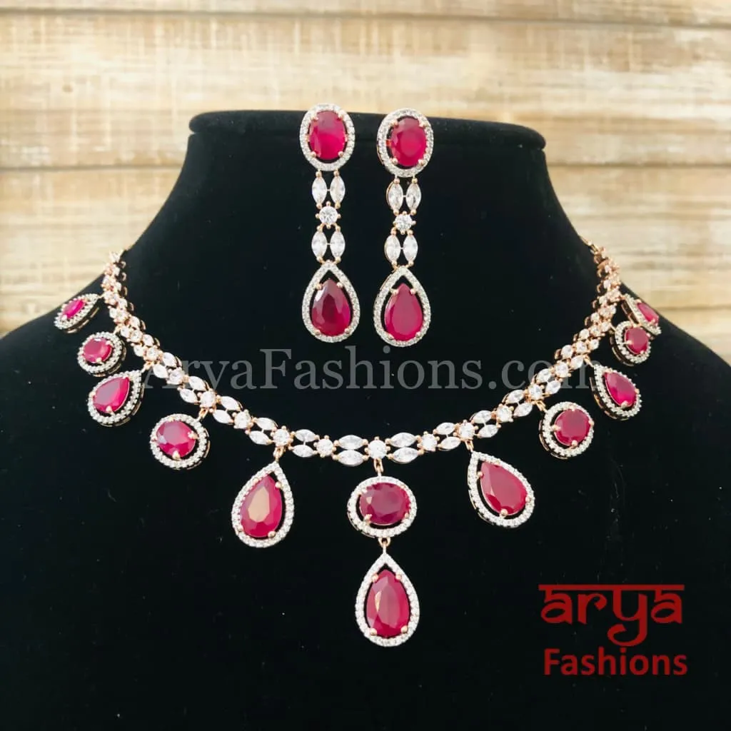 Kushal Emerald Ruby Designer Necklace with Long Earrings